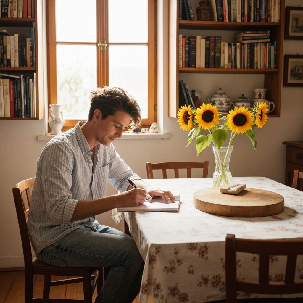 Osoba piše listu za kupovinu pri stolu s beležnicom i olovkom